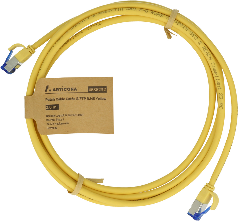 Patch kabel RJ45 S/FTP Cat6a 0,25m žlutý
